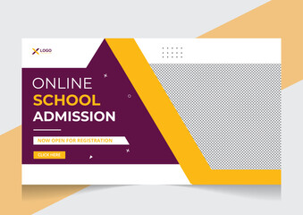 Creative school admission youtube thumbnail and web banner Design template