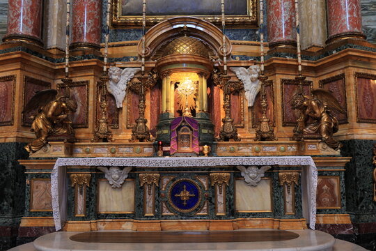 Santi Ambrogio e Carlo al Corso Basilica Altar in Rome, Italy