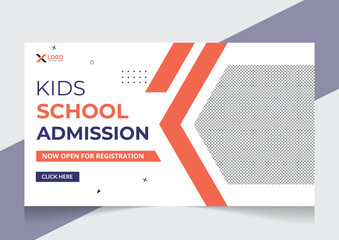 Fototapeta na wymiar kid’s Back to school admission youtube video thumbnail and web banner template 