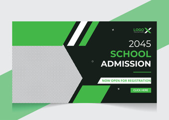 kid’s Back to school admission youtube video thumbnail and web banner template 