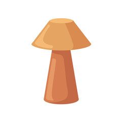 Night bedside table lamp with tapered shade, lampshade and ceramic porcelain base. Fashion electric decoration in contemporary style. Flat cartoon vector illustration isolated on white background