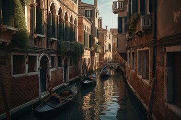Obraz na płótnie Canvas Venedig - Gondel auf dem Kanal. Generative AI