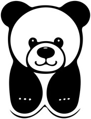 Black and white vector illustration of a cute teddy bear, silhouette drawing 