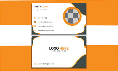 Yellow  double-side modern creative business card and name card, horizontal simple clean template vector design, layout in rectangle size and high qulity