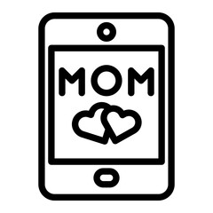 phone mom icon outline black colour mother day symbol illustration.