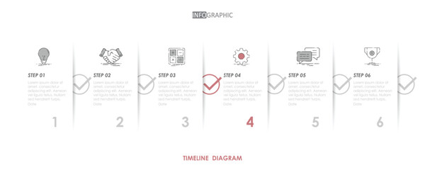 timeline diagram abstract element project week Infographic template for business. 6 step modern finance workflow Timeline diagram with presentation vector timeline roadmap infographic.