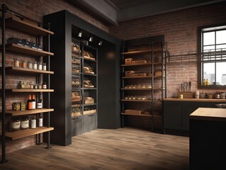 Industrial kitchen interior design. Generative ai