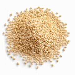 Fototapeta premium Dried organic sesame seeds rich in calcium on white background Generative AI Illustration
