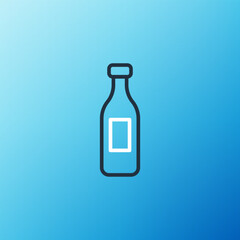 Line Bottle of water icon isolated on blue background. Soda aqua drink sign. Colorful outline concept. Vector