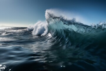 Naklejka premium nature liquid ocean cool surfing blue wave sea crash water. Generative AI.