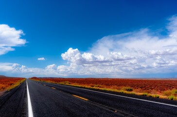 Dark road in red dessert
