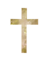 Golden cross. Illustration for easter, christening