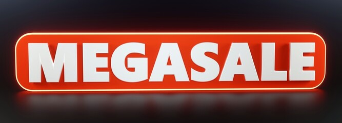 3D Mega Sale render on dark background