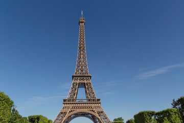 view on Eiffel Tower from the Champ de Mars
