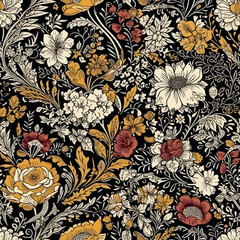 Vector floral seamless pattern illustration - 593906399