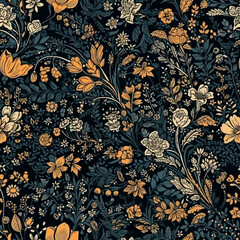 Vector floral seamless pattern illustration - 593906515