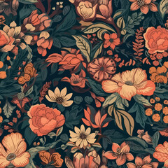Vector floral seamless pattern illustration - 593906936