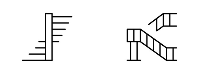 Stair icon, home stairs vector set design with Editable Stroke. Line, Solid, Flat Line, thin style and Suitable for Web Page, Mobile App, UI, UX design.