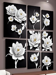 Photo of white flowers against a black and white background