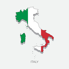 Italy map and flag. Detailed silhouette vector illustration