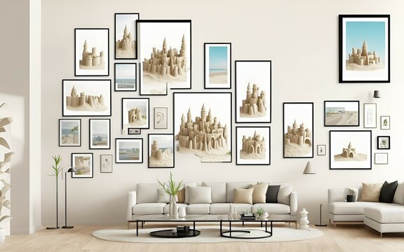 Photo of a cozy living room with a gallery wall of pictures