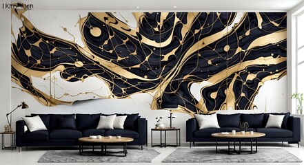 Photo of a cozy living room adorned with a captivating wall art piece