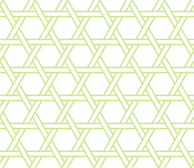 Green and white geometric pattern with the letters zigzag