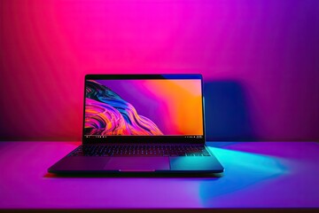 laptop computer opened with screen, ai generative