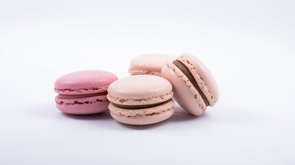 Obraz premium colorful macaroons isolated on white background.ai generative