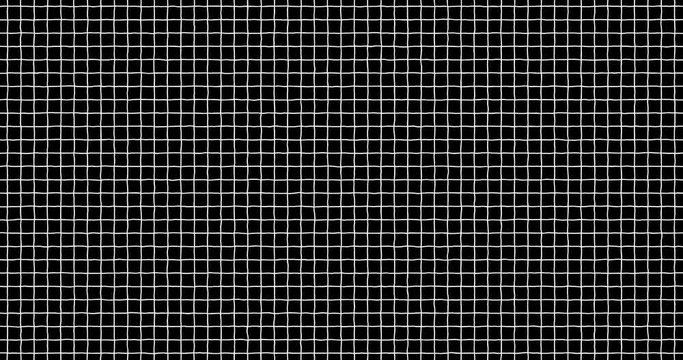 Exercise book grid small smooth generated white on black. Crazy doodle grunge overlay pulsing stop motion blank background good for titles, intro, school, background, etc... 