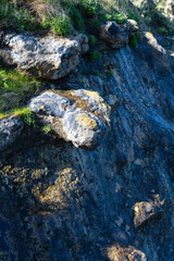 Rock with texture, light and shadow. Seaside of Biarritz, France.