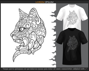 Cat mandala arts isolated on black and white t shirt.