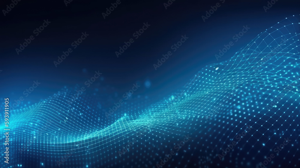Wall mural technology abstract lines and dots connection background. connection digital data and big data conce
