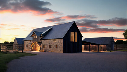 Obraz premium Wooden Barn Farm house