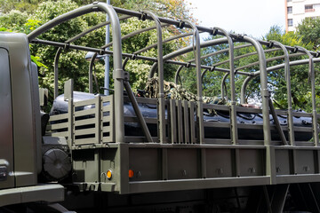 Armed forces vehicles are seen at the Brazilian independence day parade