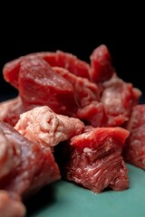 Closeup of cut raw beef meat