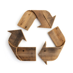 Wooden recycling icons. recycle logo symbol, generative ai