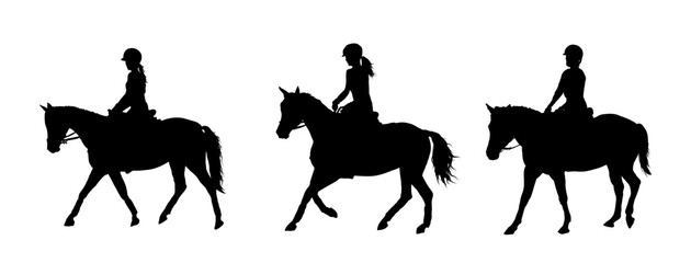 rider on a horse, rider and horse silhouette isolated - obrazy, fototapety, plakaty