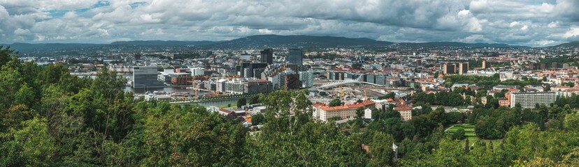 Fototapeta na wymiar Panoramic shot of the city of Oslo in Norway