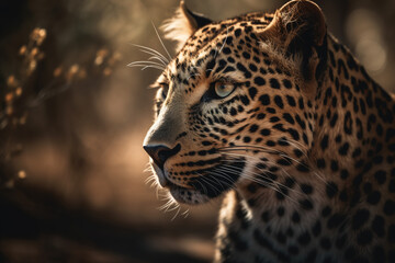 leopard on the background of African forests, animals of Africa. ai generative