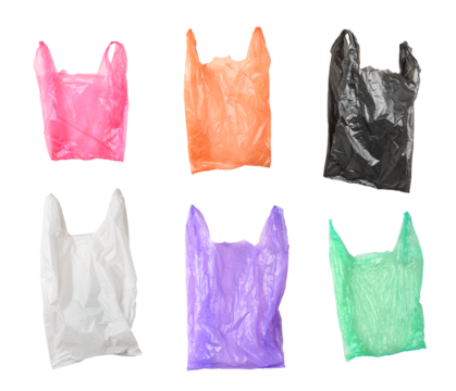 Collection of various plastic bags isolated