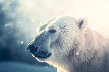 icebear or polar bear in the sun. ai generative