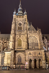 Fototapeta na wymiar St. Vitus Cathedral at night in Prague, Czech. Long Exposure photo.