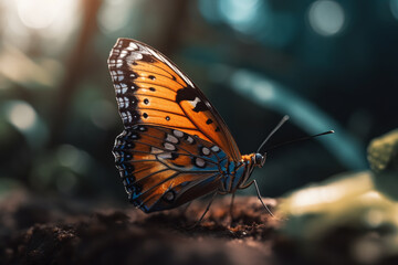 Fototapeta na wymiar Monarch, Danaus plexippus, butterfly in natural habitat. Beautiful insect. ai generative
