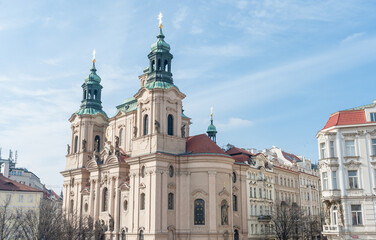 Fototapeta na wymiar Architecture of Prague, Czech. Old Town Square. St. Nicholas' church