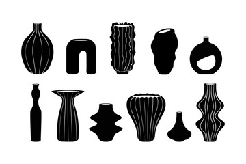  Set of vases trendy shape. Vector
