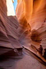 Idyllic view of sunlight streaming through the Antelope Canyon rock formation, Arizona