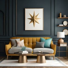 living interior with sofa generative artificial 