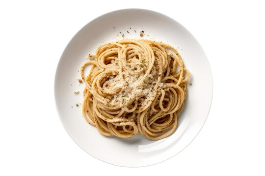 Cacio E Pepe On White Plate. Italian Food On Isolated Transparent Background, Png. Generative AI