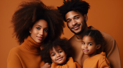 Happy afroamerican family portrait. Image Generative AI.